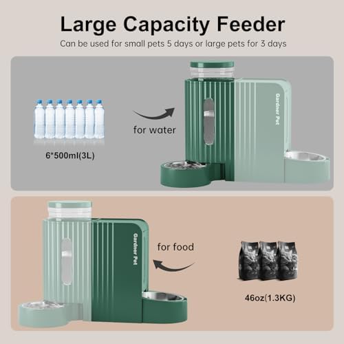 Gravity Automatic Cat Feeder, Water & Food Dispenser Set, Stainless Bowls - Image 3