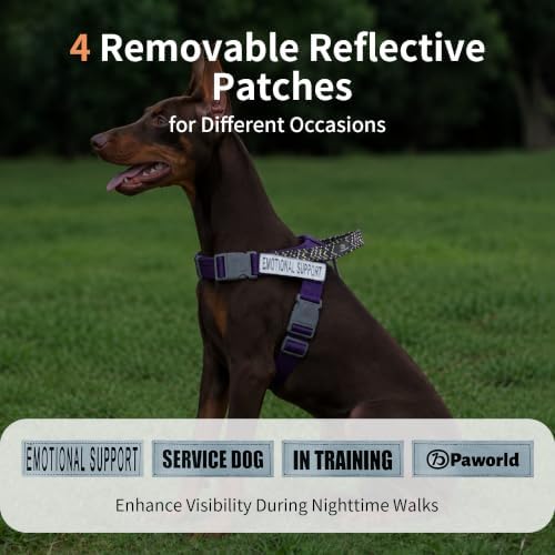 No Pull Dog Harness and Leash Set, Australian Dog Harness, Service Dog Harness with Handle and 4 Reflective Patches, Adjustable Training Vest for Small, Medium and Large Dogs (Purple,M) - Image 4