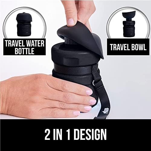 Gorilla Grip Stainless Steel Dog Bowl Set of 2 and Portable Water Bottle, 2 Cup Heavy Duty Stainless Steel Bowls Hunter Green, 12 oz Food Grade Silicone Bottle with Bowl Cap Black, 2 Item Bundle - Image 7