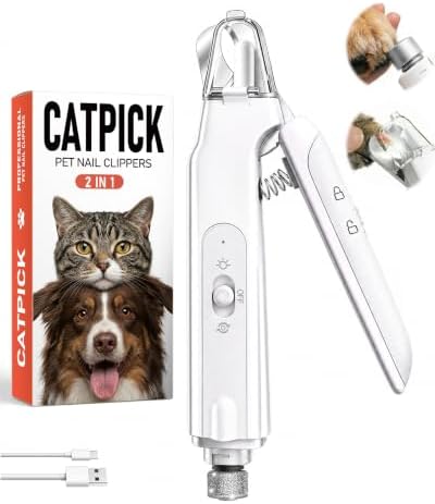 2-in-1 Dog Nail Clippers ＆ Grinder: Rechargeable Pet Trimmer with LED Light by Unknown