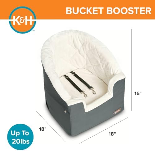 K&H Bucket Booster Dog Car Seat, Cat & Dog Booster Seat, Small Gray/Cream - Image 3