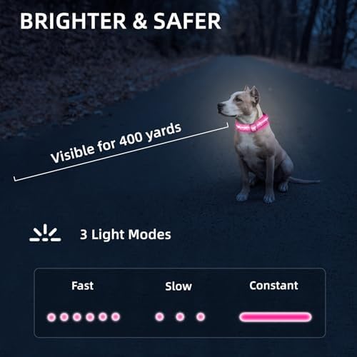 Super Bright LED Dog Collar, Waterproof Light up Collars(Pink, X-Small) - Image 6