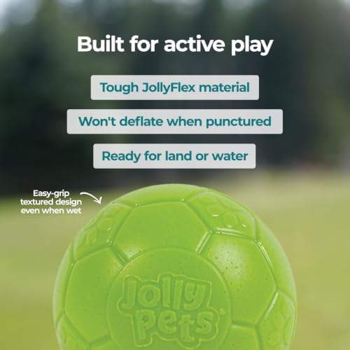 Jolly Pets Large Jolly Soccer Ball Floating-Bouncing Dog Toy; 8" Green Apple - Image 6