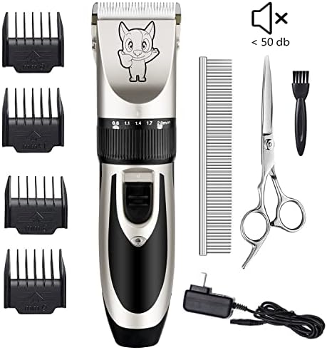 Highdas Dog Clippers for Grooming Low Noise, Cordless Electric Dog Grooming Kit Clippers Rechargeable, Quiet Dog Shaver, Pet Hair Trimmer Kit for Dogs & Cats (Silver) - Image 2