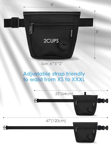 Gobeigo 2 Cup Magnetic Closure Dog Treat Pouch with Training Clicker(Black) - Image 6