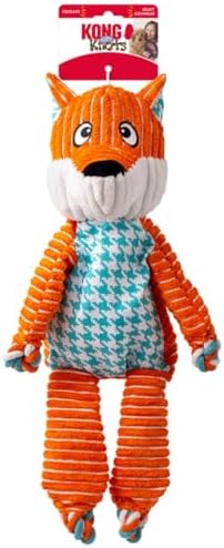 KONG Floppy Knots - Durable No‑Stuffing Squeaky Rope & Plush Dog Toy - for Teething, Playing (Fox, Extra Large) by KONG