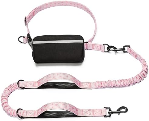 iYoShop Hands Free Dog Leash with Zipper Pouch, Pink Heart, Large by iYoShop
