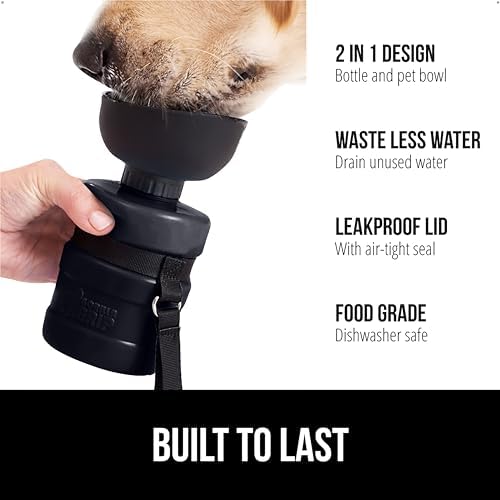GORILLA GRIP Portable Dog Water Bottle, Food Grade Silicone, 16oz Black - Image 2