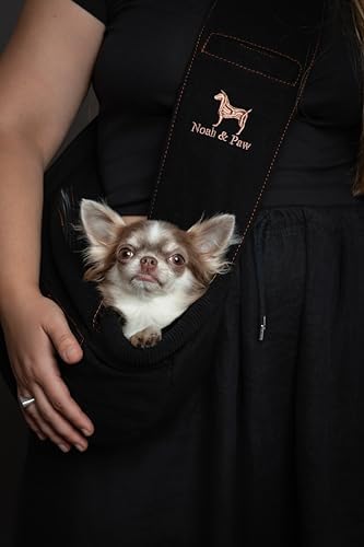 Noah & Paw Dog Sling Carrier for Small Dogs 3-10lb, Dog Sling for Small Dogs and Cats, Dog Carrier with Adjustable Padded Strap, Vegan Denim Lined with Fur, 3X Safety Features, Machine Washable - Image 2