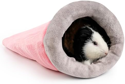 Guinea Pig Sleeping Bag, Adjustable Entrance for Keep Opening, Snuggle Bag and Playtime Sack for Guinea Pig, Rabbits and Other Small Pets, Pink by ONEJU