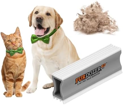 FurDozer Pet Hair Remover & Auto Detailing Tools - Cat & Dog Hair Remover for Carpets, Car Interiors, Couches, Bedding, & Pet Furniture (Gray, X3 PRO - 5" Long) by NeaterPetBrands