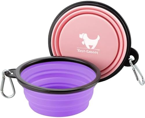 Rest-Eazzzy Collapsible Dog Bowls, 2 Pack Sturdy Portable Dog Water Bowls by Rest-Eazzzy