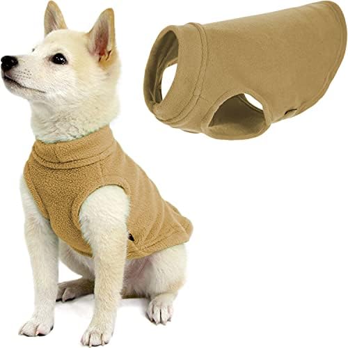 Gooby Stretch Fleece Vest Dog Sweater, Sand, Medium by Gooby