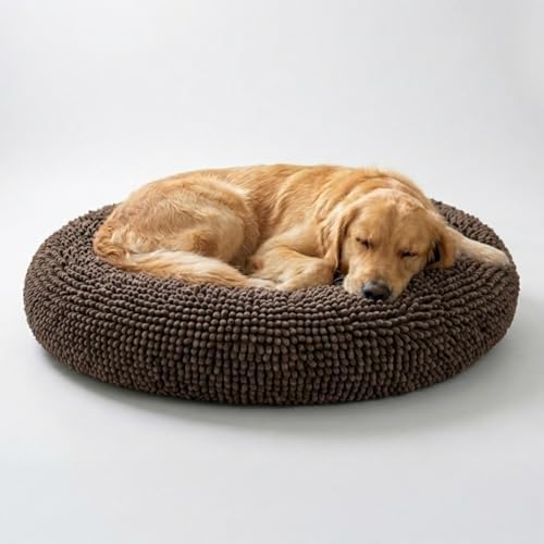 Muddy Mat® Cloud K-9 Bed for Dogs & Cats, Soft & Relaxing Donut Dog Bed, Chenille Material, Removable Cover, Washable & Dryer Safe–Brown Large(40'x40') by MuddyMat%C2%AE