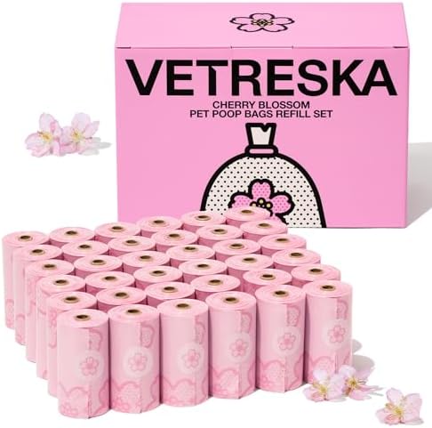 VETRESKA Cherry Blossom Scented Dog Poop Bags, Leak Proof, 540 Counts by VETRESKA