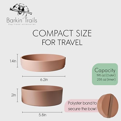 Barkin’ Trails Travel Dog Bowls, Portable Outdoor Water, BPA-Free, Food Grade Plastic Dog Travel Bowl, Camping Essentials & Container (Mocha) - Image 2