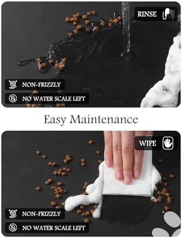Pet Feeding Mat-Absorbent Dog Mat for Food and Water Bowl-No Stains Quick Dry Water Dispenser Mat-Dog Accessories Pet Supplies-Bowl for Messy Drinkers（Black,16"x24" - Image 4