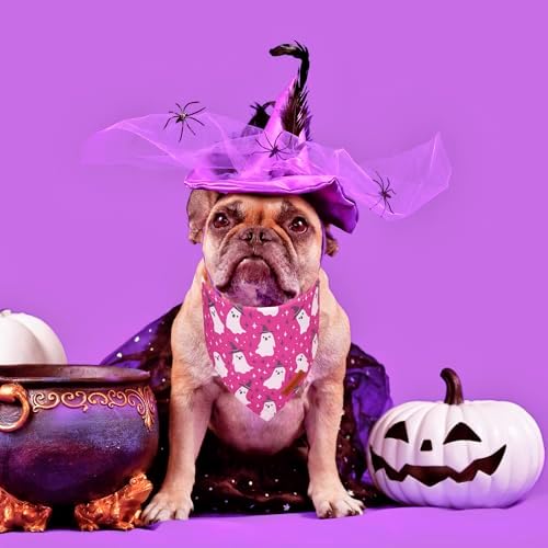 ADOGGYGO Dog Halloween Bandana, 2 Pack Pumpkin Ghost Dog Scarf, Large - Image 3