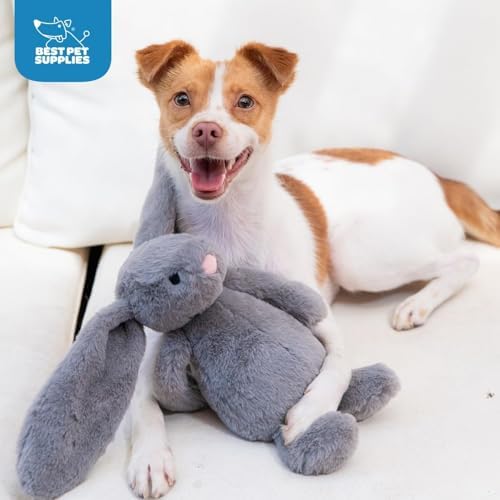 Best Pet Supplies Bunny Buddy Squeaky Plush Dog Toy - Beige & Gray - Image 6