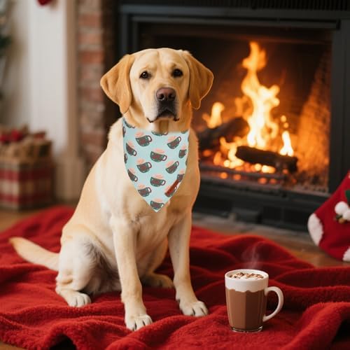 ADOGGYGO Green Christmas Dog Bandana, Snowman Reindeer Mug Pet Scarf, Adjustable Fit Merry Christmas Bandanas for Extra Large Dogs (X-Large) - Image 2