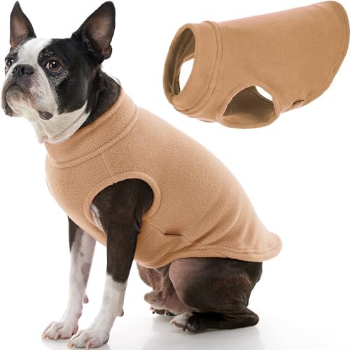 Gooby Stretch Fleece Vest Dog Sweater, Sand, Large by Gooby
