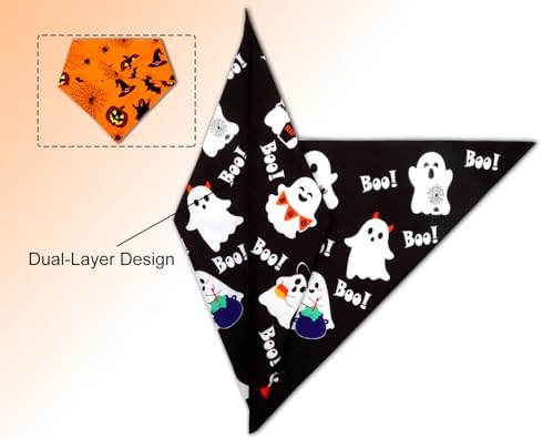 Halloween Dog Bandanas 2PCS Pumpkin Pet Scarf Medium Large Dogs - Image 4