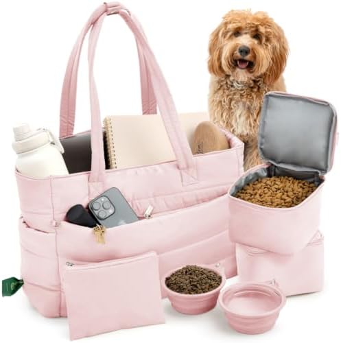 Rubyloo Puffer Dog Travel Bag for Dog Moms, Diaper Bag with Travel Bowls by Rubyloo