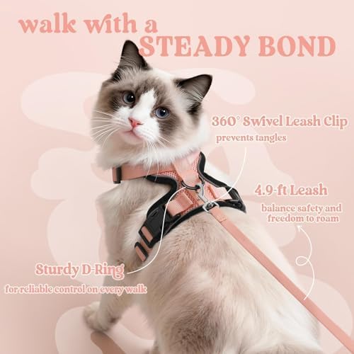 rabbitgoo Cat Harness and Leash Set, Escape Proof Vest, Light Salmon Pink - Image 5