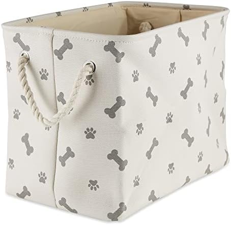 Bone Dry Pet Storage Collection Paw and Bone Print, Small Rectangle, 14x8x9, Gray by BoneDry