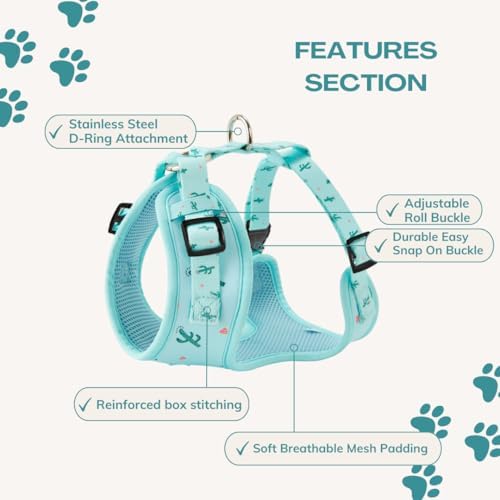 Wagging Tail Premium No Pull Dog Harness - Adjustable, Soft, Cute Dog Vest for Medium, Large & Small Dogs (Cactus, Small) - Image 4