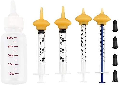 Pet Feeding Bottle and Syringes with Nipples for Small Cat Dog Animals (Model 1) by XuanDa