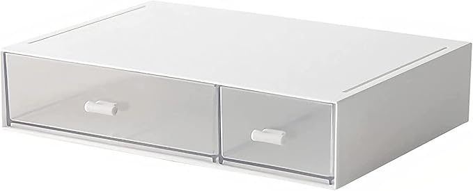 Desk Organizer-Stackable Storage Drawers, Desk Drawer Organizer Perfect For Collection Small Item/Cosmetic Office Supplies - 2 drawers (White) by kulusion