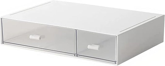 Desk Organizer-Stackable Storage Drawers, Desk Drawer Organizer Perfect For Collection Small Item/Cosmetic Office Supplies - 2 drawers (White) by kulusion