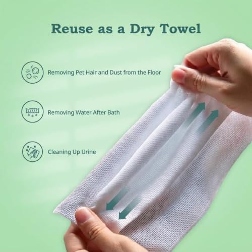 Pet Wet Towel for Small Dogs — Individually Wrapped 11.8" Square Bath Wipes, No-Rinse, Fresh Green Tea Scent, Travel-Ready (20 Count) - Image 5