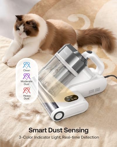 Trucozie Mattress Vacuum Cleaner with 275nm UV-C Light & 149℉ Heat, 16Kpa Powerful Suction Bed Vacuum for Pet Hair & Dander, Smart Dust Sensor, Anion & Aromatherapy, Corded (White) - Image 3