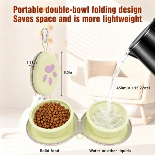 2-in-1 Collapsible Dog Travel Bowl Portable Silicone Carabiner - Image 2