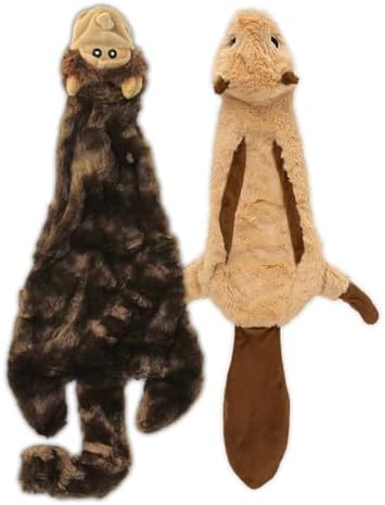 Best Pet Supplies 2-in-1 Stuffless Squeaky Dog Toy - Monkey&Squirrel, L by BestPetSuppliesLLC