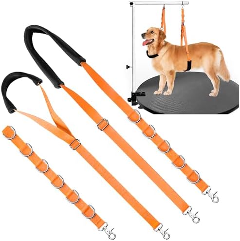 Dog Grooming Belly Strap - Dog Grooming Loops for Table Arm Extender with Clamp Extension Loop Bathing Restraint Leash No Sit Haunch Holder for Small & Medium Hair Cutting Washing (Orange) by UniPNR