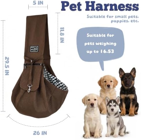Dog Sling Carrier for Small Dogs, Puppies, Cats & Senior Dogs, Crossbody Pet Papoose Carrier Bag, Lightweight Breathable Hands Free Pet Carrier for Walks, Vet Visits, Travel & Daily Outings (Brown) - Image 5