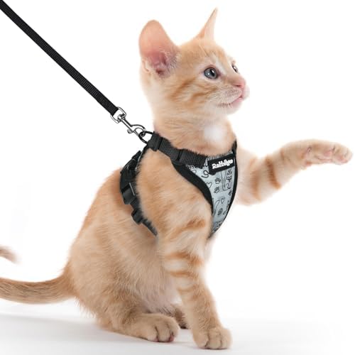 rabbitgoo Cat Harness and Leash Set, Escape Proof Vest, Doodle Gray by rabbitgoo