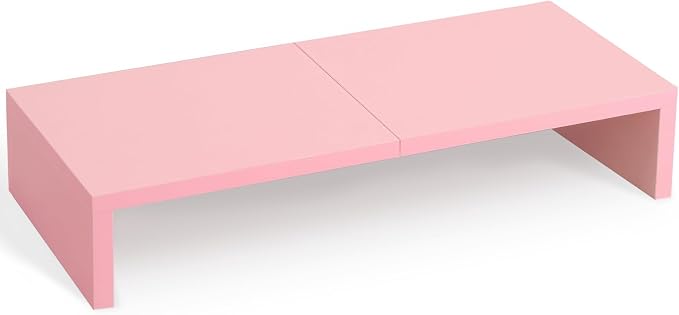 TEAMIX Pink Monitor Riser-20L inch, Wood Monitor Stand for Desk, Sturdy TV/Screen/PC/Printer/Laptop Riser,Computer Shelf with Storage TV Holder for Home Office (Pink, 20 inch) by TEAMIX