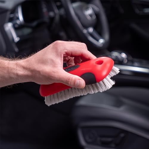 Mothers Soft Bristle Leather and Upholstery Car Cleaning Scrub Brush for Automotive, Home, Couch, Stain Remover, Red - Image 5