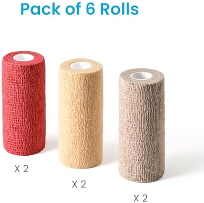 WePet Pet Wrap, Self-Adhesive, Only Sticks to Itself, Non-Woven Tape for Dog Legs, Paws, Wounds, First Aid Cohesive Gauze for Horse, Cat, Bird, Animal, 6 Rolls, 4 Inch, Solid Color A - Image 3