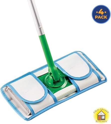 Microfiber Reusable Mop Pad | Durable Machine Washable Floor Cleaning Pads | Swiffer Compatible Dry Mop Pads (4 Pack) - Image 4