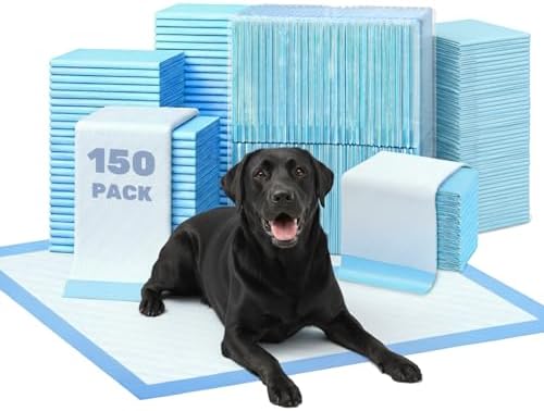 Super Absorbent Waterproof Dog and Puppy Pet Training Pad, Housebreaking Pet Pad, 150-Count Small-Size, 17.1’’X23.6’’, Blue by FluffyDream