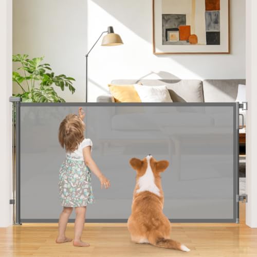 42" Extra Tall Retractable Baby Gates, 76" Wide Dog Gate for Stairs by Cideny