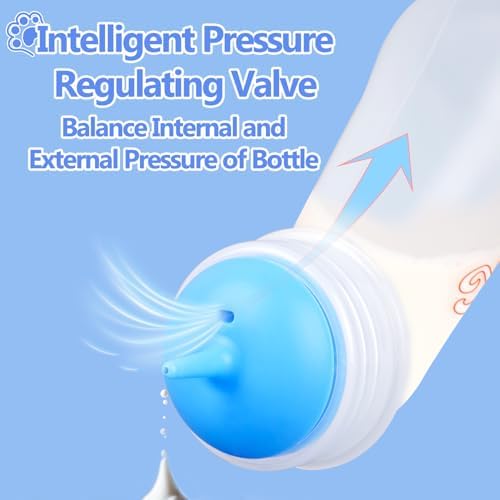 Pet Feeding Bottle,3 Pack Wide Mouth Angled Nursing Bottle, 3 Sizes Nipples with Ventilation Valve Resistant Tearing Perfect for Puppies, Kittens, Small Wildlife（Blue） - Image 3