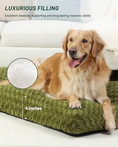 KSIIA Washable Dog Beds Large Sized Dog Crate Bed Plush Mat 47"x29" Green - Image 3