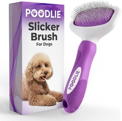 Poodle Pet Slicker Brush - For Dogs, Cats, Rabbits - Matted/Loose Fur, Knots - Suitable for Doodle/Goldendoodle Grooming and Shredding Short/Long Hair by Poodlie