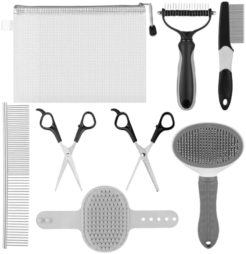 Pet Grooming Kit – Shedding Slicker Brush & Bath Massage Tool for Dogs, Cats, Puppies & Rabbits | Gentle, Easy-Clean Design for Healthy Coats & Relaxing Grooming by Aiolpy